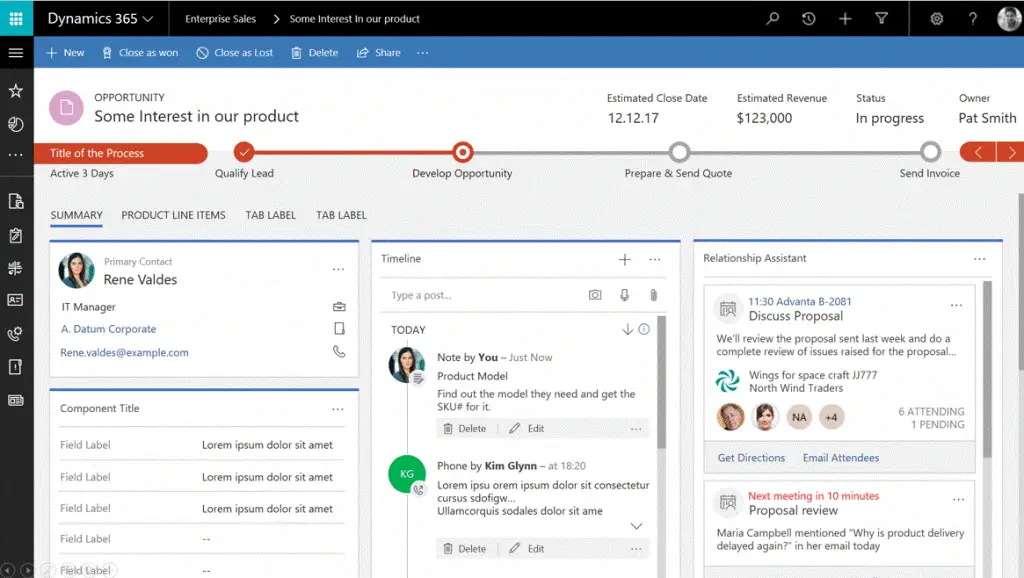 Example of Unified Client Interface in Dynamics 365