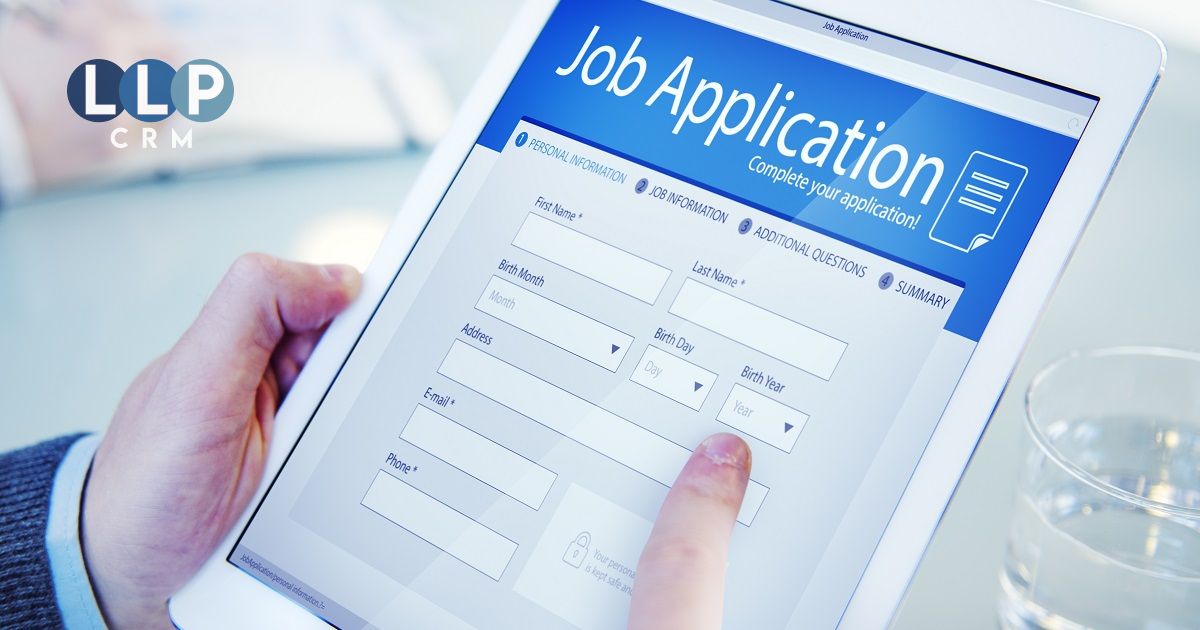 Job application form on tablet screen