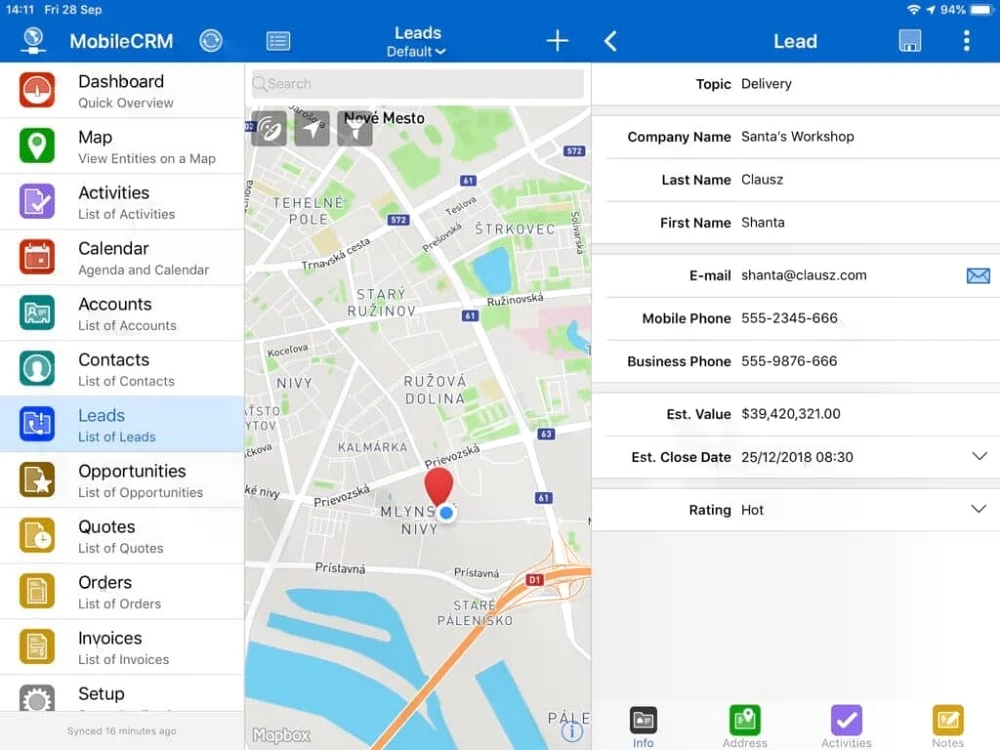 Examples of Leads in Resco Mobile CRM