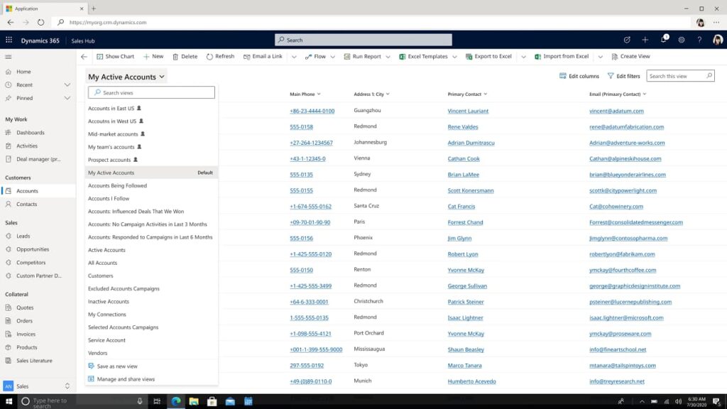 Enhanced view selector in Dynamics 365